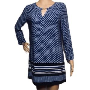 Anne Klein Geometric Shift Dress Blue